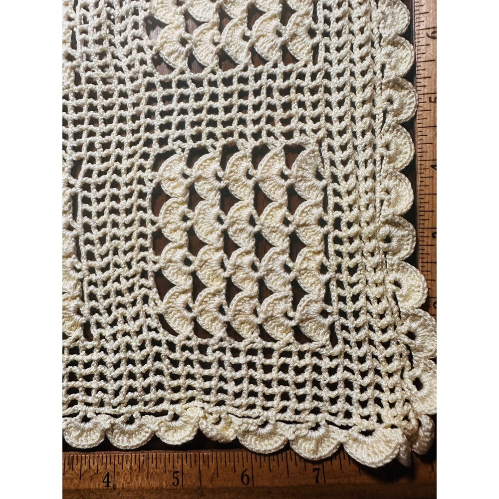 Vintage Handmade Crochet Doily yellow‎  Set Square Lace Accent